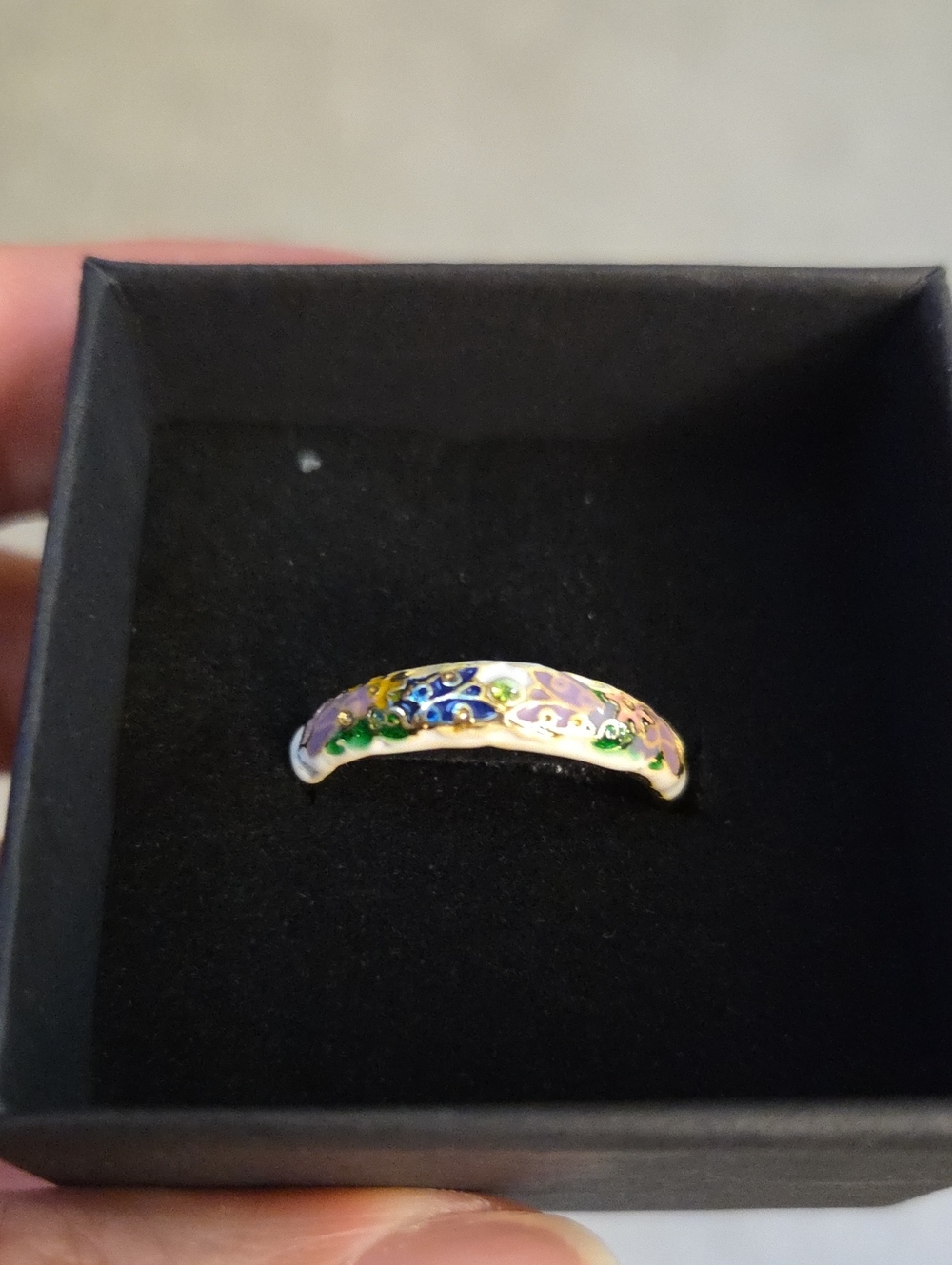Gold-Tone Multicolor Floral Enamel Dome Ring - Women Jewelry Size 9 NIB